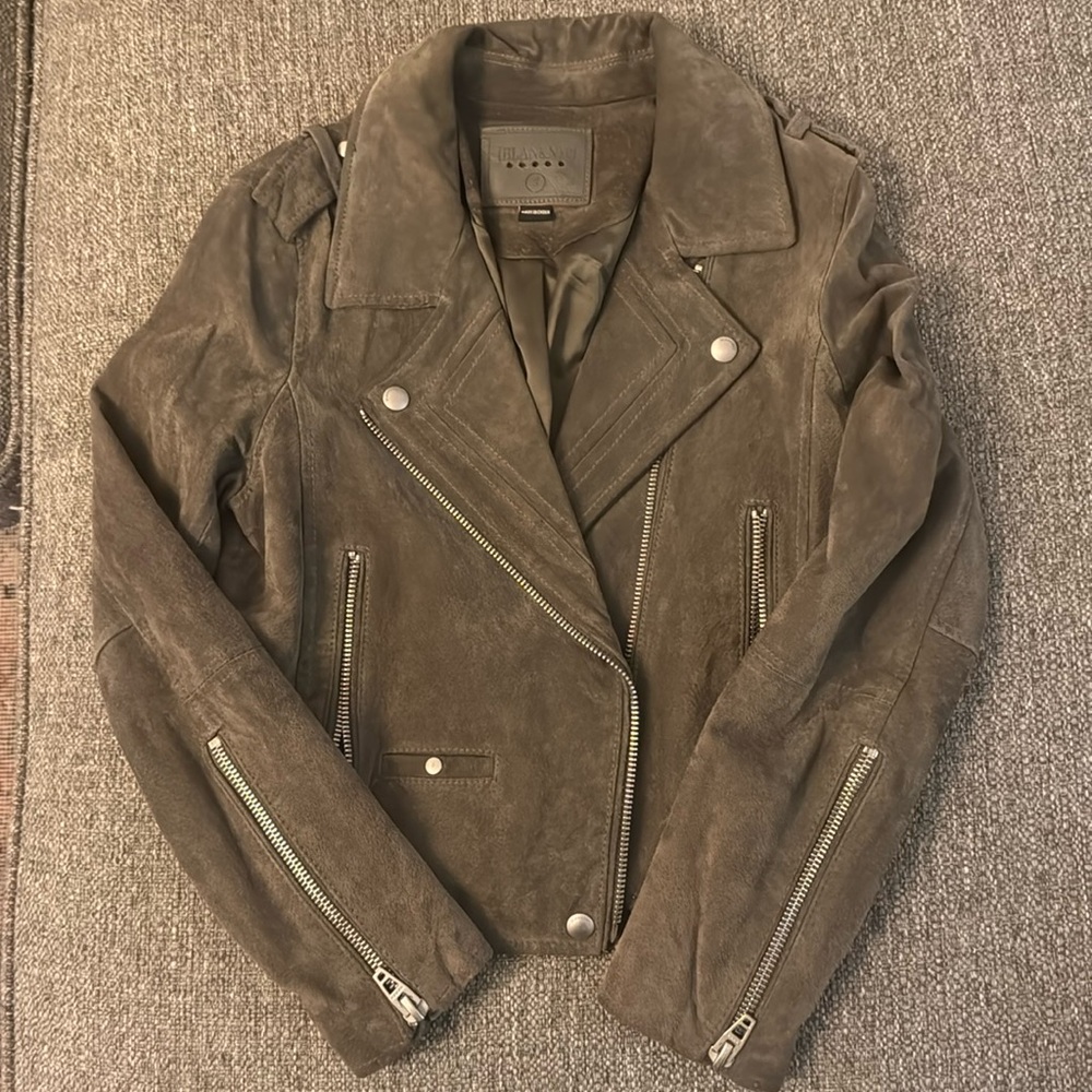 Olive Blank NYC Leather Jacket